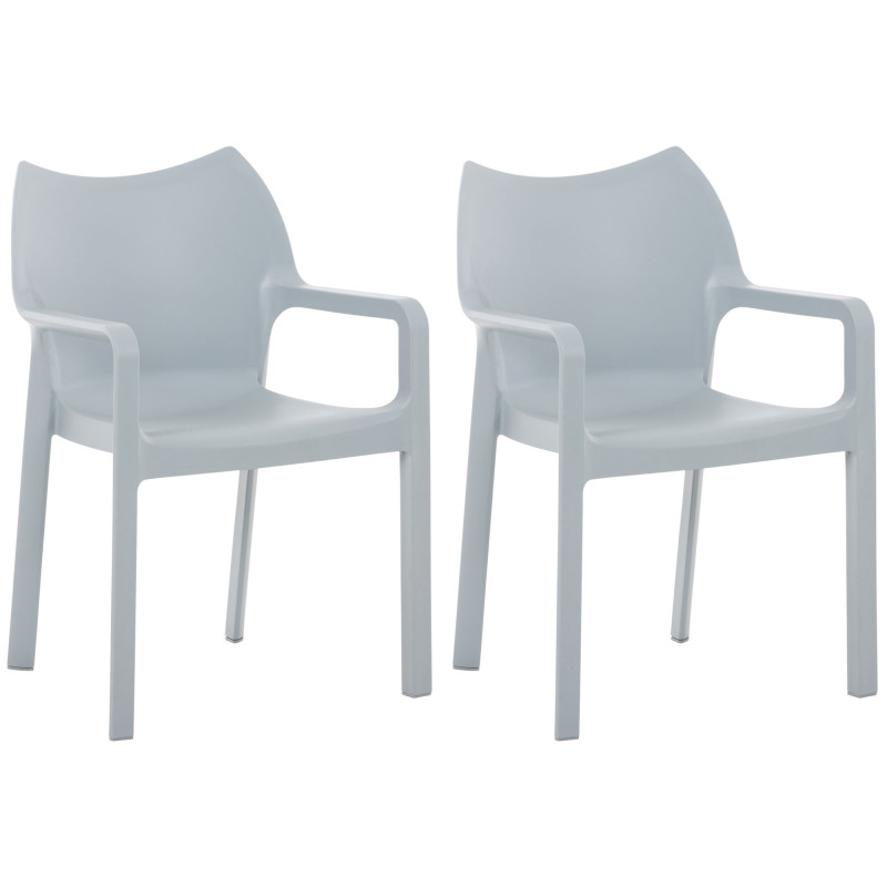 Lot de 2 chaises empilables DIVA gris clair