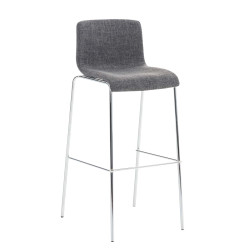 Lot de 2 tabourets de bar Hoover tissu structure 4 pieds chrome gris clair