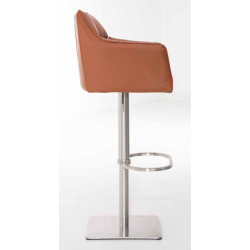 Lot de 2 tabourets de bar Damaso simili cuir acier inoxydable