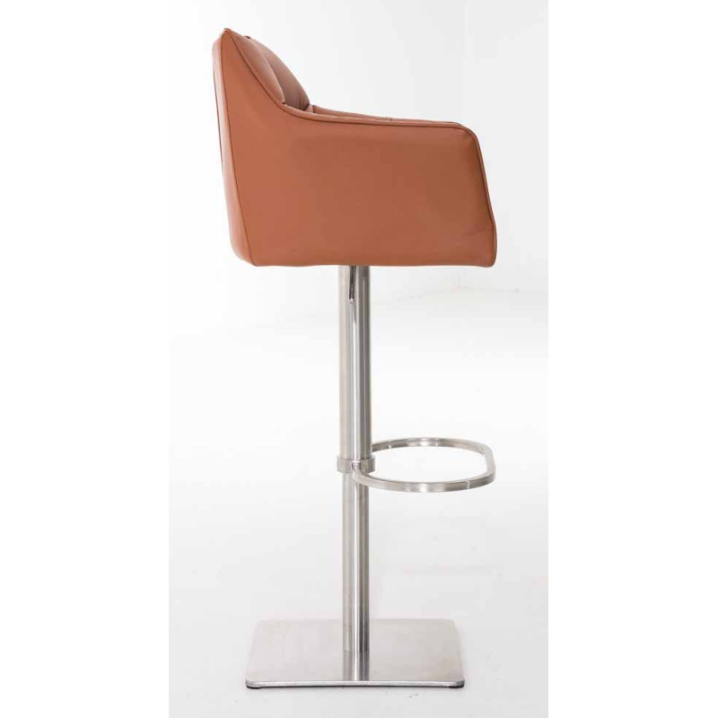 Lot de 2 tabourets de bar Damaso simili cuir acier inoxydable
