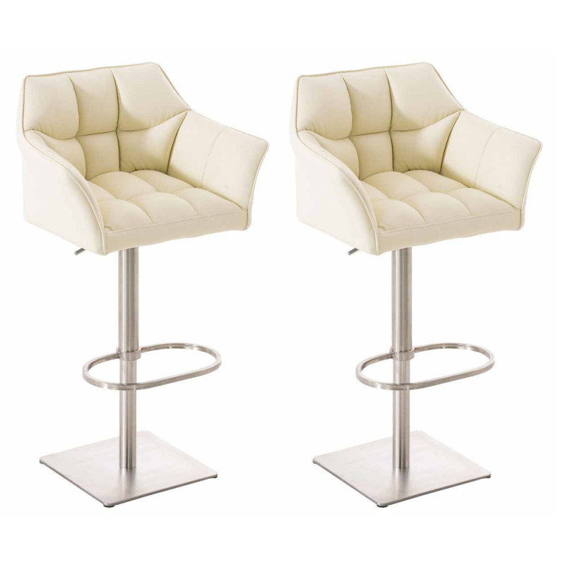 Lot de 2 tabourets de bar Damaso simili cuir acier inoxydable