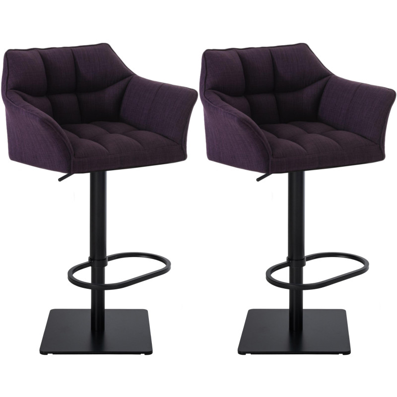 Lot de 2 tabourets de bar en tissu Damaso noir