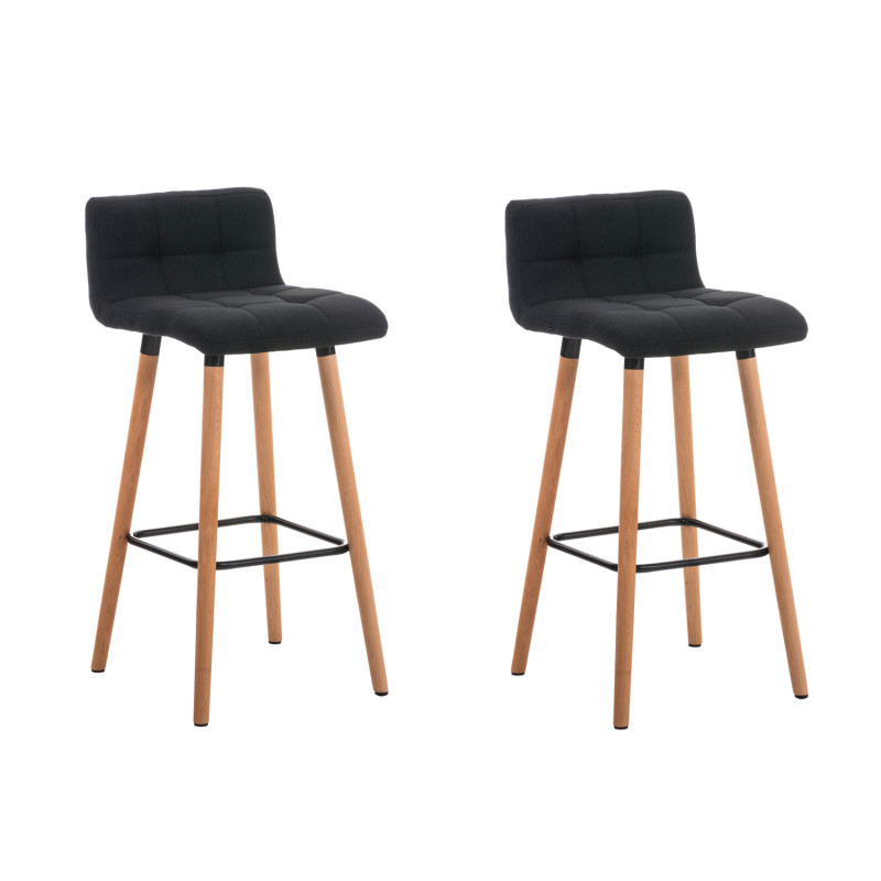 Lot de 2 tabourets de bar Lincoln en tissu natura noir