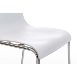 Tabouret de bar chromé Hoover avec cadre blanc à 4 pieds