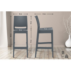Tabouret de bar Maya gris foncé