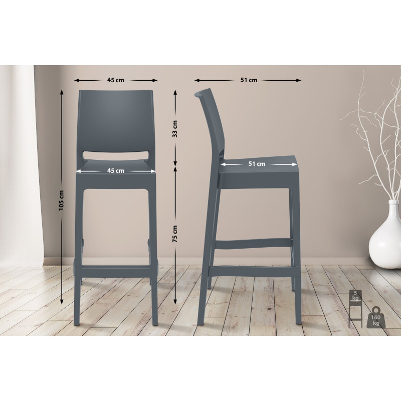 Tabouret de bar Maya gris foncé