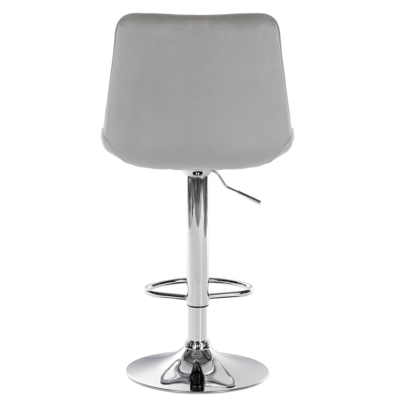 Tabouret de bar Toni velours chromé gris