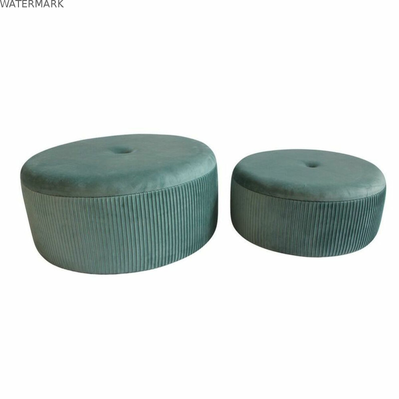 Repose-pied DKD Home Decor Vert Bois MDF Velours 70 x 70 x 28 cm