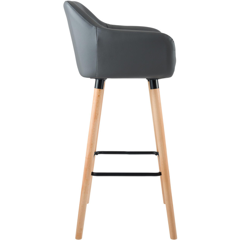 Lot de 2 tabourets de bar Grant simili cuir gris