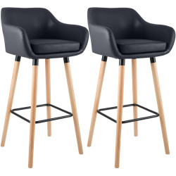 Lot de 2 tabourets de bar Grant simili cuir noir