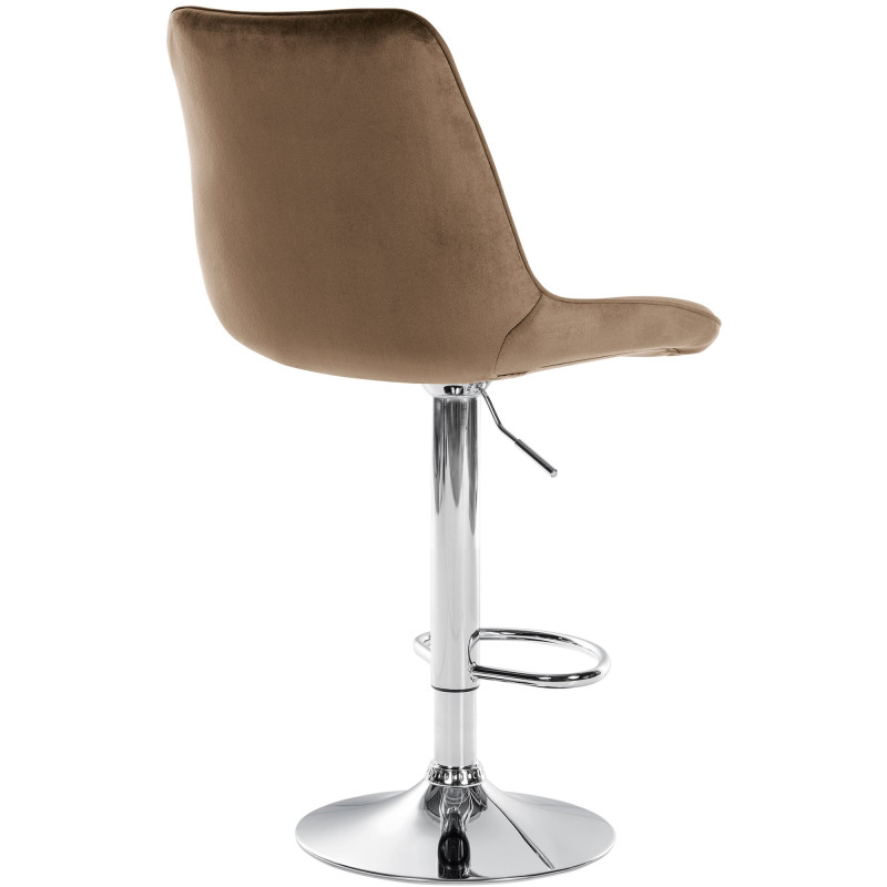 Tabouret de bar Toni velours chromé brun