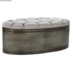 Banquette DKD Home Decor   Beige Métal Polyester Brun foncé (121 x 44 x 47,5 cm)