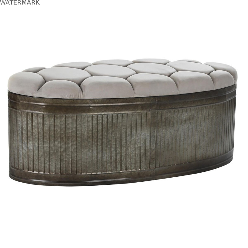 Banquette DKD Home Decor   Beige Métal Polyester Brun foncé (121 x 44 x 47,5 cm)