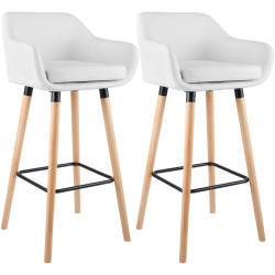 Lot de 2 tabourets de bar Grant simili cuir blanc