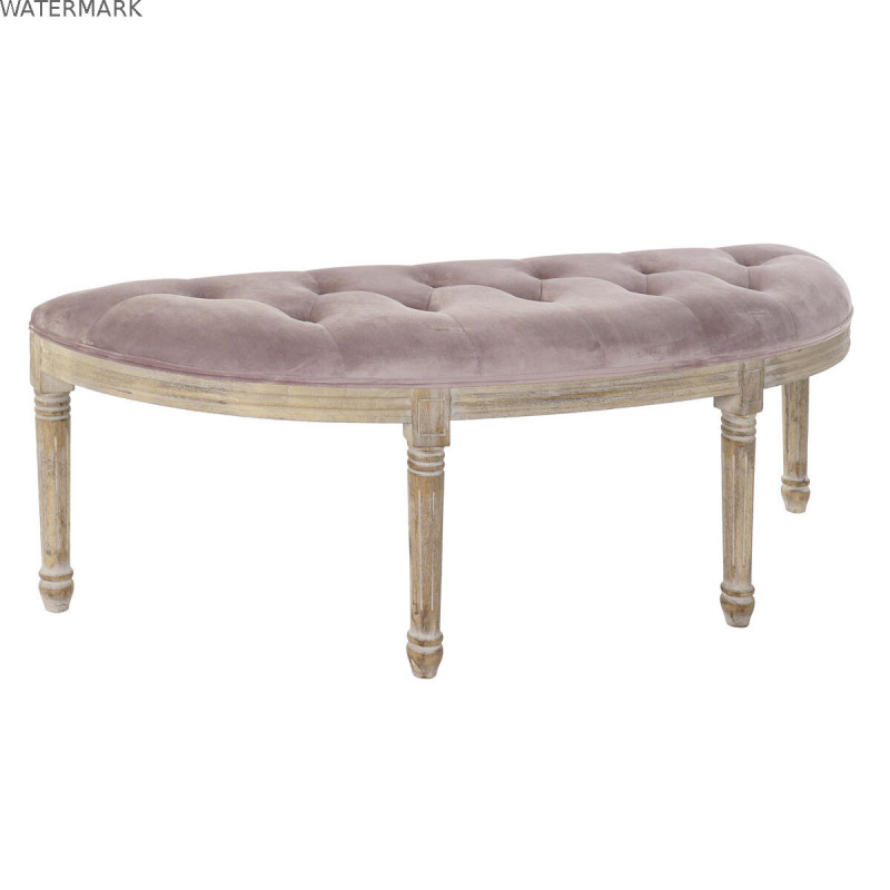 Banquette DKD Home Decor   Naturel Rose Polyester Velours Bois d'hévéa (125 x 43 x 48 cm)