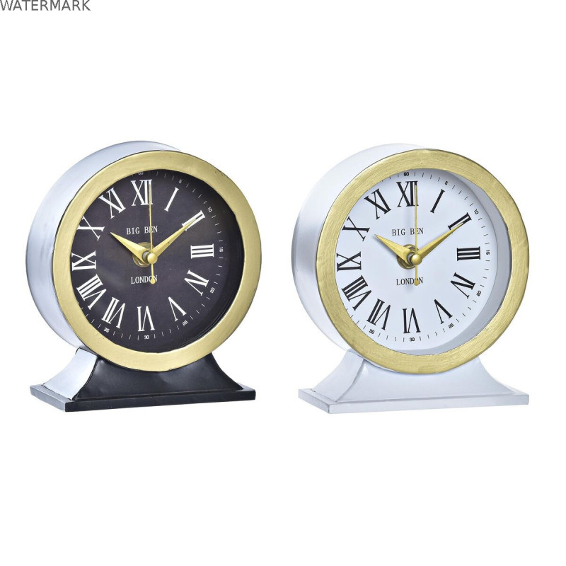Horloge de table DKD Home Decor Blanc Noir Verre Fer 12 x 6 x 13 cm (2 Unités)