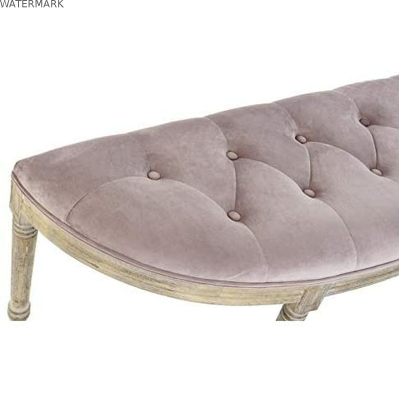 Banquette DKD Home Decor   Naturel Rose Polyester Velours Bois d'hévéa (125 x 43 x 48 cm)