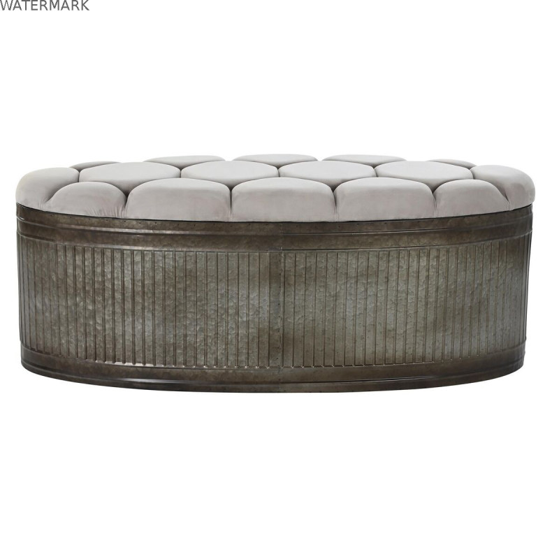 Banquette DKD Home Decor   Beige Métal Polyester Brun foncé (121 x 44 x 47,5 cm)