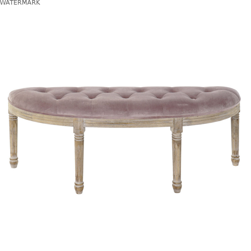 Banquette DKD Home Decor   Naturel Rose Polyester Velours Bois d'hévéa (125 x 43 x 48 cm)