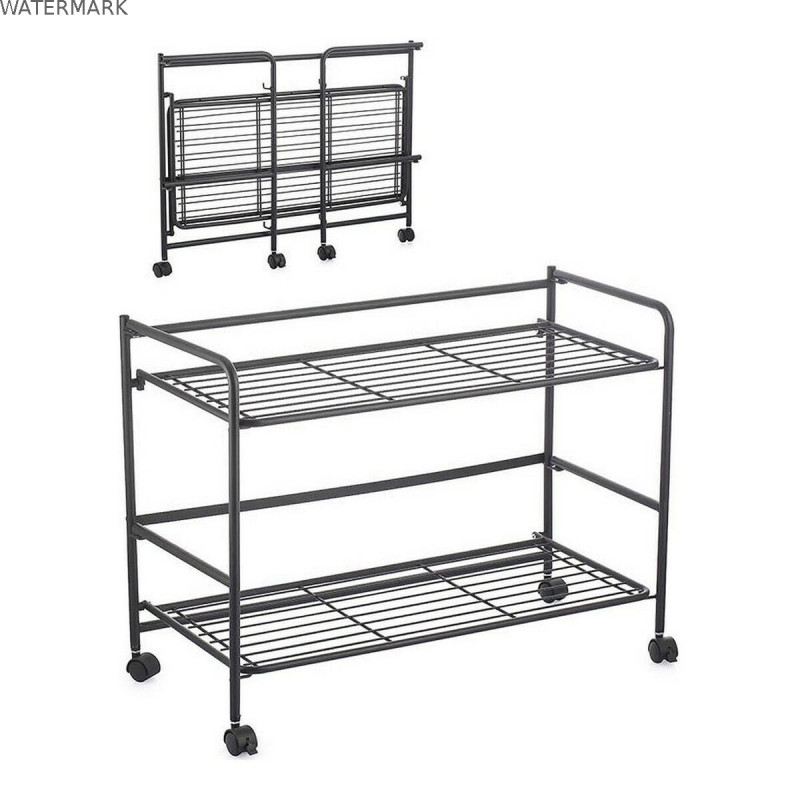 Étagère Confortime Noir Fer Pliable Avec des roues (67 x 30 x 44,8 cm) Étagère Confortime Noir Fer Pliable Avec des roues (67 x 30 x 44,8 cm)