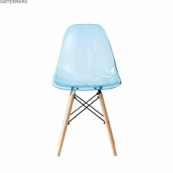 Chaise de Salle à Manger DKD Home Decor Naturel Bleu PVC Bouleau (50 x 46 x 83,5 cm)