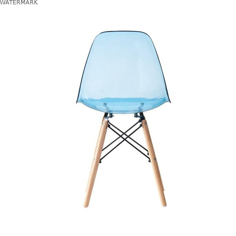 Chaise de Salle à Manger DKD Home Decor Naturel Bleu PVC Bouleau (50 x 46 x 83,5 cm)