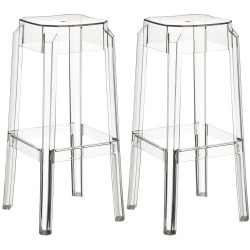 Lot de 2 tabourets de bar transparents Fox