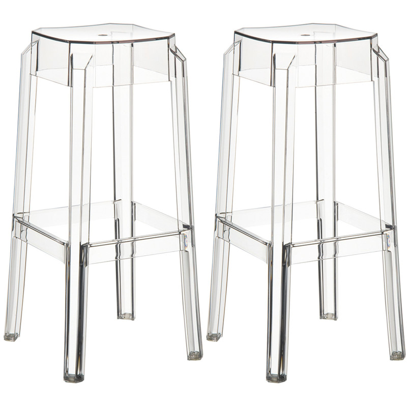 Lot de 2 tabourets de bar transparents Fox