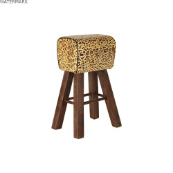Tabouret DKD Home Decor Noir Bois Marron Cuir (43 x 35 x 75 cm)