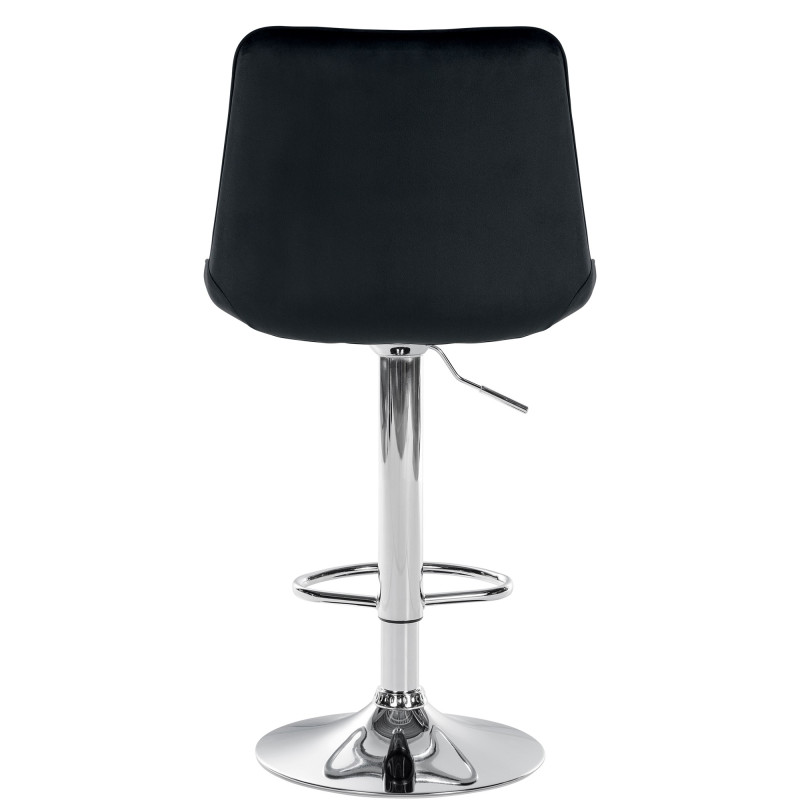 Tabouret de bar Toni velours chromé noir