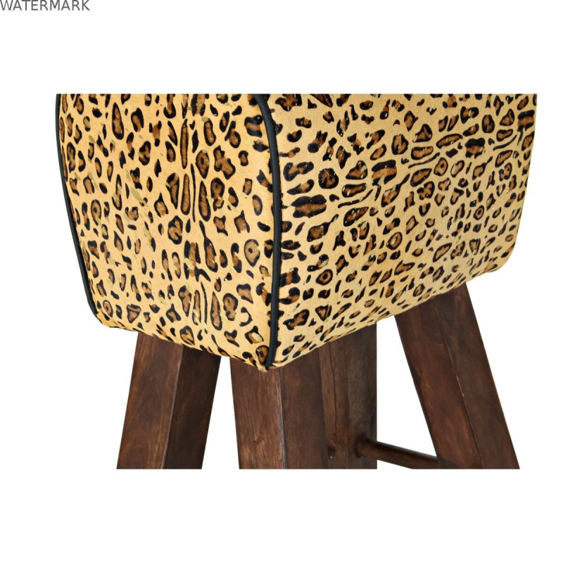 Tabouret DKD Home Decor Noir Bois Marron Cuir (43 x 35 x 75 cm)