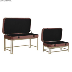 Banquette DKD Home Decor   Rose Doré Métal Velours (80 x 40 x 47 cm)