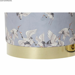 Repose-pied DKD Home Decor 32 x 32 x 38 cm Gris Doré Métal Oiseau Oriental Moutarde (2 Unités)