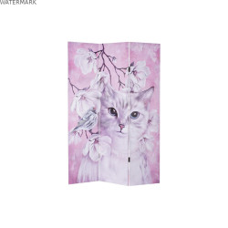 Paravent DKD Home Decor Chat Toile 120 x 2,5 x 180 cm Pin