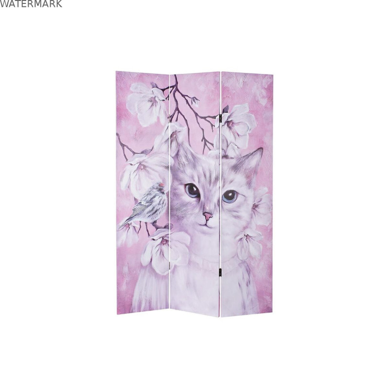 Paravent DKD Home Decor Chat Toile 120 x 2,5 x 180 cm Pin