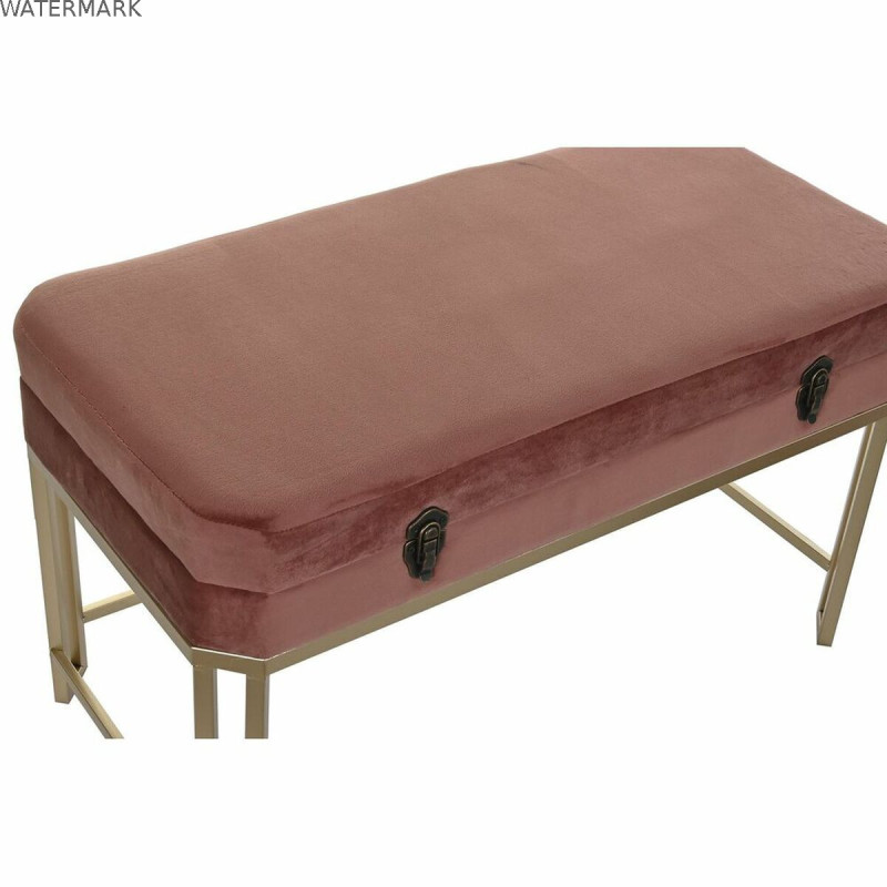 Banquette DKD Home Decor   Rose Doré Métal Velours (80 x 40 x 47 cm)