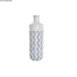 Vase DKD Home Decor Porcelaine Bleu Bicolore 15 x 15 x 46 cm méditerranéen