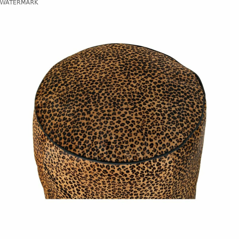Repose-pied DKD Home Decor 46 x 46 x 50 cm Noir Marron Léopard Colonial