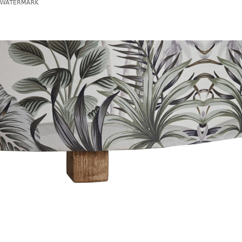 Repose-pied DKD Home Decor Beige Polyester MDF Vert Tropical (80 x 80 x 43 cm)