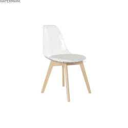 Chaise de Salle à Manger DKD Home Decor Blanc Transparent Naturel Bois Polycarbonate 54 x 47 x 81 cm