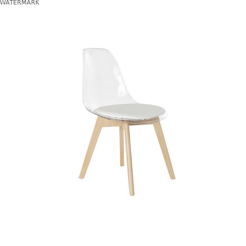 Chaise de Salle à Manger DKD Home Decor Blanc Transparent Naturel Bois Polycarbonate 54 x 47 x 81 cm Chaise de Salle à Manger DKD Home Decor Blanc Transparent Naturel Bois Polycarbonate 54 x 47 x 81 cm