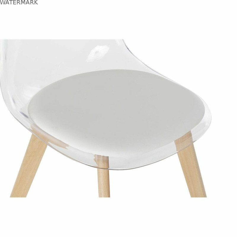 Chaise de Salle à Manger DKD Home Decor Blanc Transparent Naturel Bois Polycarbonate 54 x 47 x 81 cm