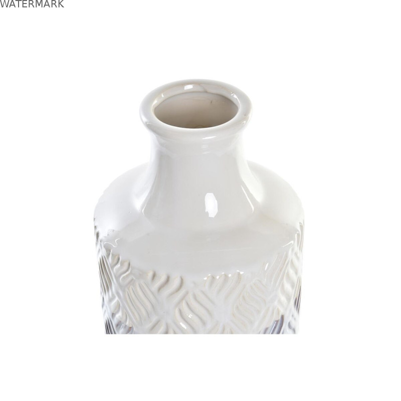 Vase DKD Home Decor Porcelaine Bleu Bicolore 15 x 15 x 46 cm méditerranéen