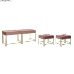 Banquette DKD Home Decor   Rose Métal Velours (120 x 40 x 46 cm)