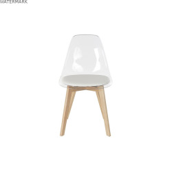 Chaise de Salle à Manger DKD Home Decor Blanc Transparent Naturel Bois Polycarbonate 54 x 47 x 81 cm