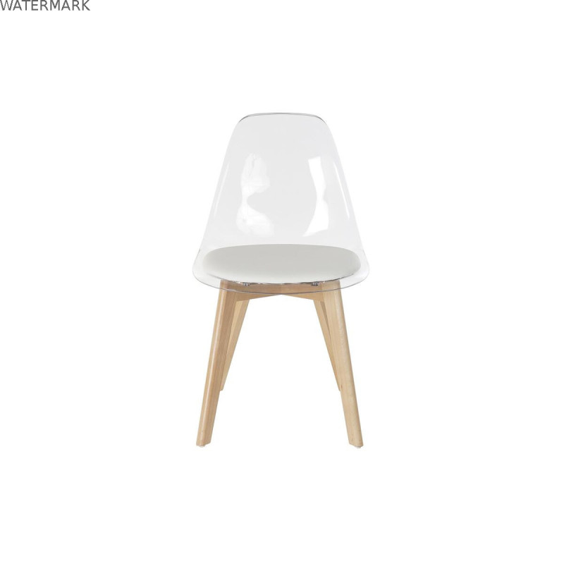 Chaise de Salle à Manger DKD Home Decor Blanc Transparent Naturel Bois Polycarbonate 54 x 47 x 81 cm