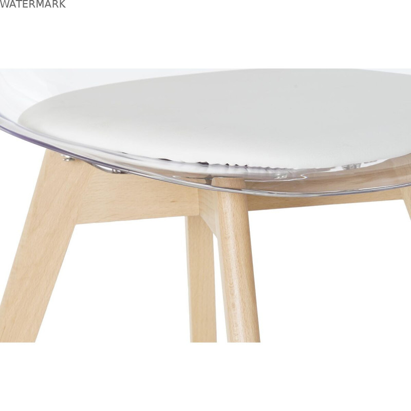 Chaise de Salle à Manger DKD Home Decor Blanc Transparent Naturel Bois Polycarbonate 54 x 47 x 81 cm