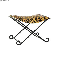 Repose-pied DKD Home Decor Noir Métal Marron Cuir Léopard (55 x 45 x 41 cm)