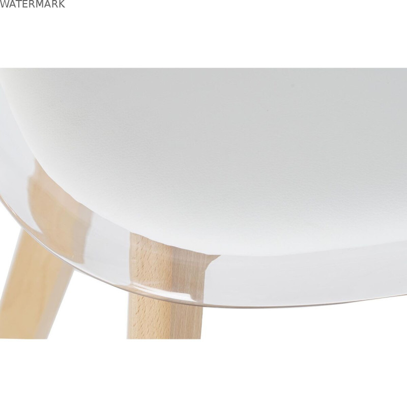 Chaise de Salle à Manger DKD Home Decor Blanc Transparent Naturel Bois Polycarbonate 54 x 47 x 81 cm