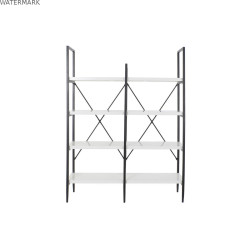 Étagère DKD Home Decor Noir Métal Blanc 4 Etagères Bois MDF (110 x 30 x 150 cm)